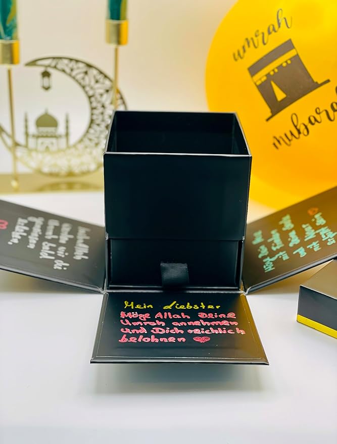 KBruShop Eid Mubarak – Premium Kaaba Geschenkbox mit Ewigen Rosen & Halal-Süßigkeiten