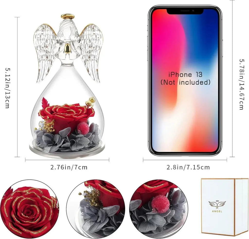 Ewige Rose Engel Geschenke für Frauen Mutter Oma Freundin Muttertag Rot