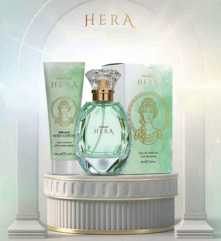 HERA Set - Körperlotion, Duschgel, Parfüm und Kosmetiktasche: Umfassende Pflege