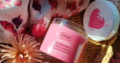 Ziaja – Marshmallow Zucker Körperpeeling, köstliche Pflege, Erdbeerflaum 300 ml