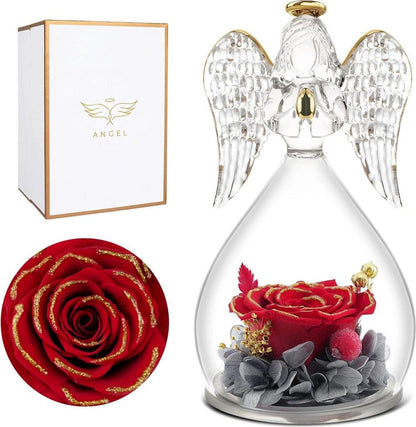 Ewige Rose Engel Geschenke für Frauen Mutter Oma Freundin Muttertag Rot
