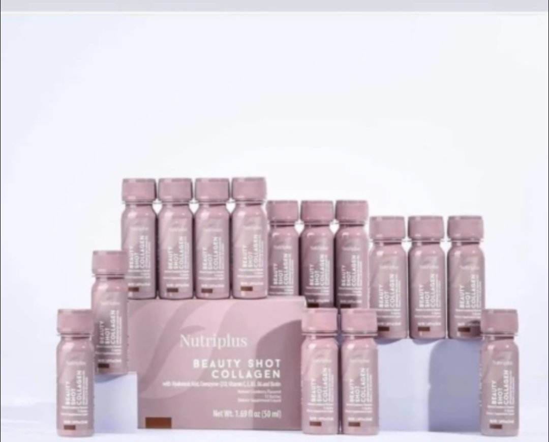 Nutriplus Beauty Shot Kollagen 15x50 ml | 5500 mg Kollagen + Hyaluronsäure, Biotin, Q10 & Vitamin C | Trinkkollagen Cranberry