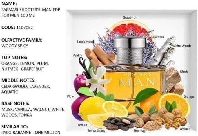 Shooter's Man EDP 100 ml Herrenparfüm – Maskuliner Duft mit Zitrus, Holz & Tonka | Lang anhaltendes Eau de Parfum für Männer
