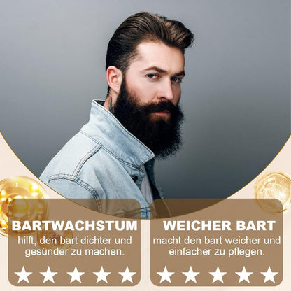 Bartwachstum Set für Männer – Beard Growth Kit mit Derma Roller & Bartöl (60 ml) – Natürliches Bartwuchs Serum für dichteren Bart, Schnurrbart & Haarwachstum – Ideales Geschenk für Männer