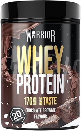 Warrior Whey Proteinpulver 500g (Schoko-Brownie) – muskelaturaufbau & Regeneration – Protein-Shake mit BCAAs, kohlenhydratarm & lecker – 20 Portionen für Fitness, Training & Sporternährung