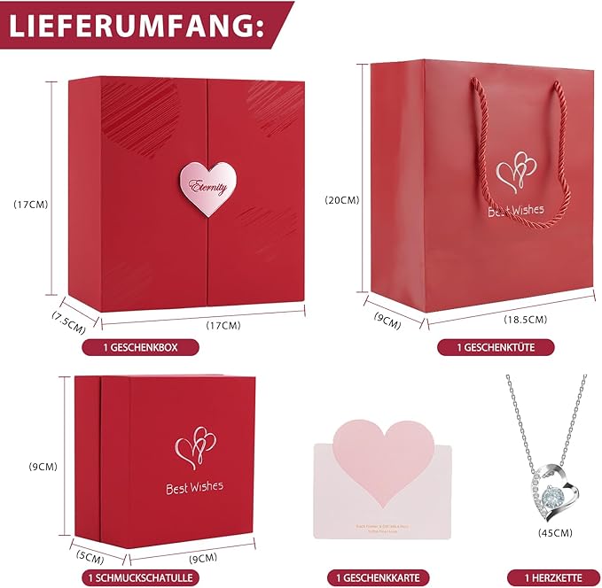 Ewige Eleganz – Luxus Rosen Geschenkbox mit Silberherz-Halskette