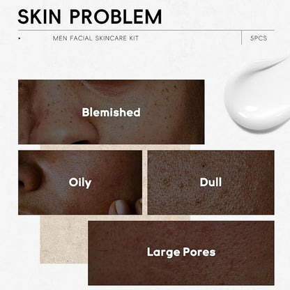 Altherona Gesichtspflege Set für Männer – 5-teiliges Face Care Komplettset mit Reinigungsgel, Peeling, Serum, Augencreme & Gesichtscreme – Ideales Geschenk für Männer