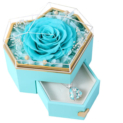 Ewige Rose mit Herz-Schmuck – Luxuriöses Geschenkset für besondere Momente