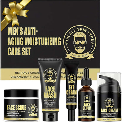 Altherona Gesichtspflege Set für Männer – 5-teiliges Face Care Komplettset mit Reinigungsgel, Peeling, Serum, Augencreme & Gesichtscreme – Ideales Geschenk für Männer