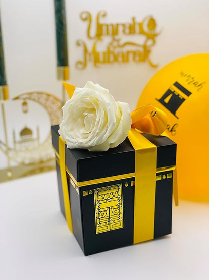 KBruShop Eid Mubarak – Premium Kaaba Geschenkbox mit Ewigen Rosen & Halal-Süßigkeiten