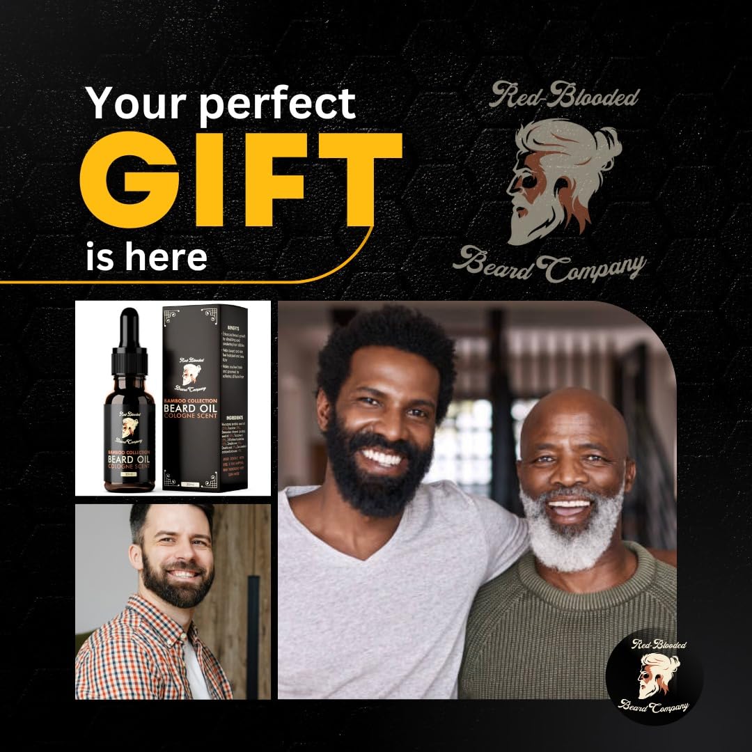 Red-Blooded Premium Bartpflegeset für Männer – Komplettes Beard Care Kit mit Bartöl, Bartbalsam, Bürste, Kamm & Schere – Cologne-Duft mit Jojoba- & Macadamiaöl