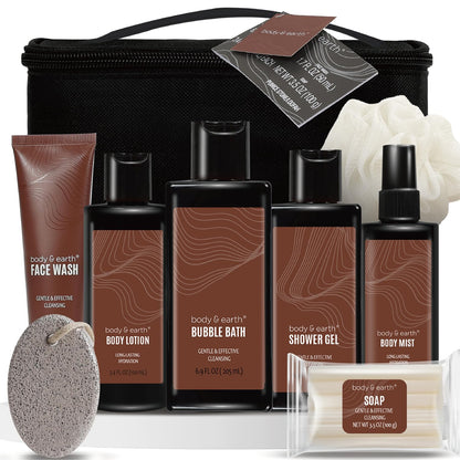 BODY & EARTH® Luxus Herren Geschenkset – 8-teiliges Sandelholz Wellness-Ritual für echte Entspannung und maskuline Pflege