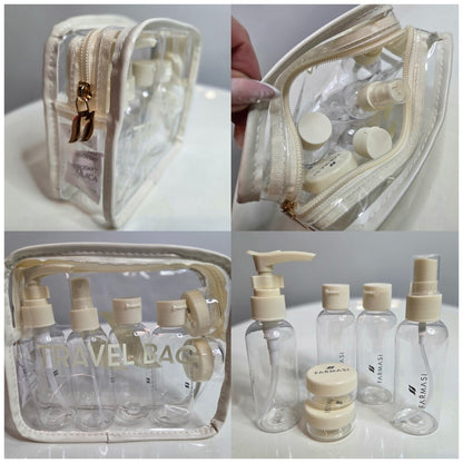 FARMASI Travel Bag Set – Reise-Kosmetiktasche mit nachfüllbaren Flaschen (7-teiliges Set)