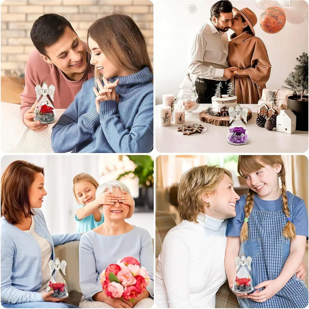 Ewige Rose Engel Geschenke für Frauen Mutter Oma Freundin Muttertag Rot