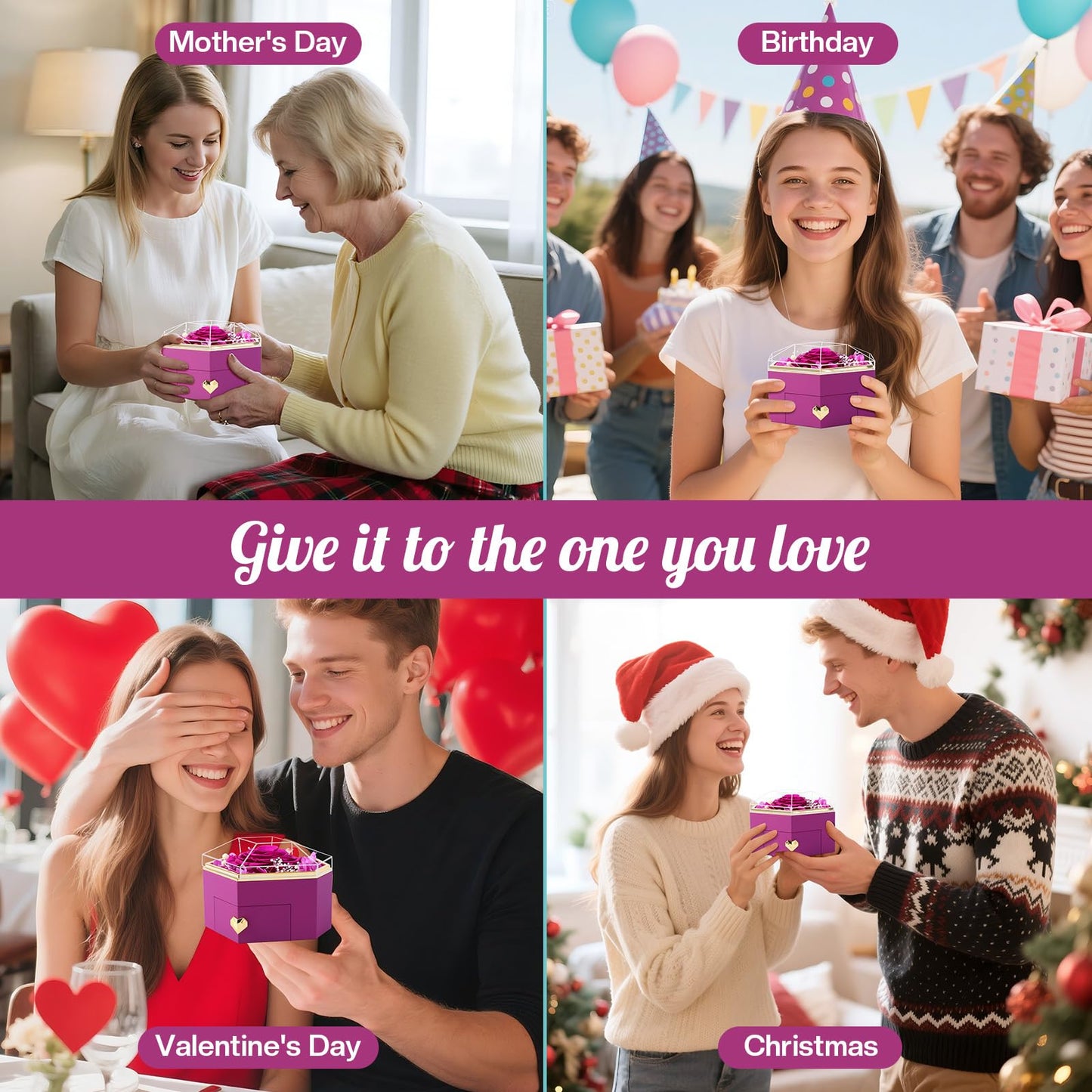 Ewige Rose mit Herz-Schmuck – Luxuriöses Geschenkset für besondere Momente