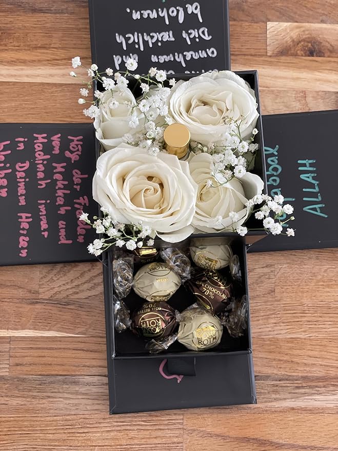 KBruShop Eid Mubarak – Premium Kaaba Geschenkbox mit Ewigen Rosen & Halal-Süßigkeiten