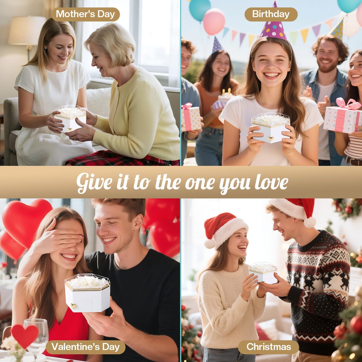 Ewige Rose mit Herz-Schmuck – Luxuriöses Geschenkset für besondere Momente