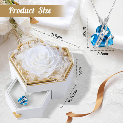 Ewige Rose mit Herz-Schmuck – Luxuriöses Geschenkset für besondere Momente