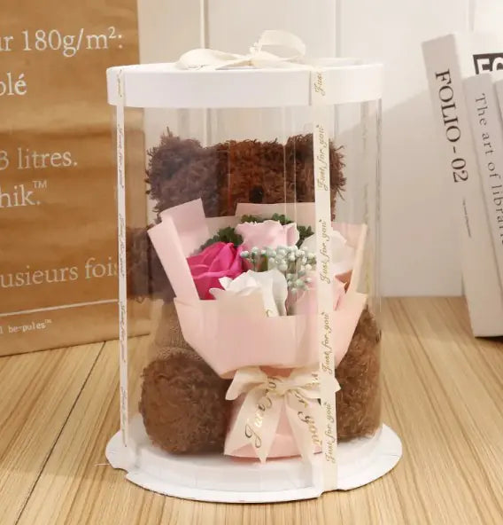 Bären-Geschenkbox mit Puppen- und Blumen-Design