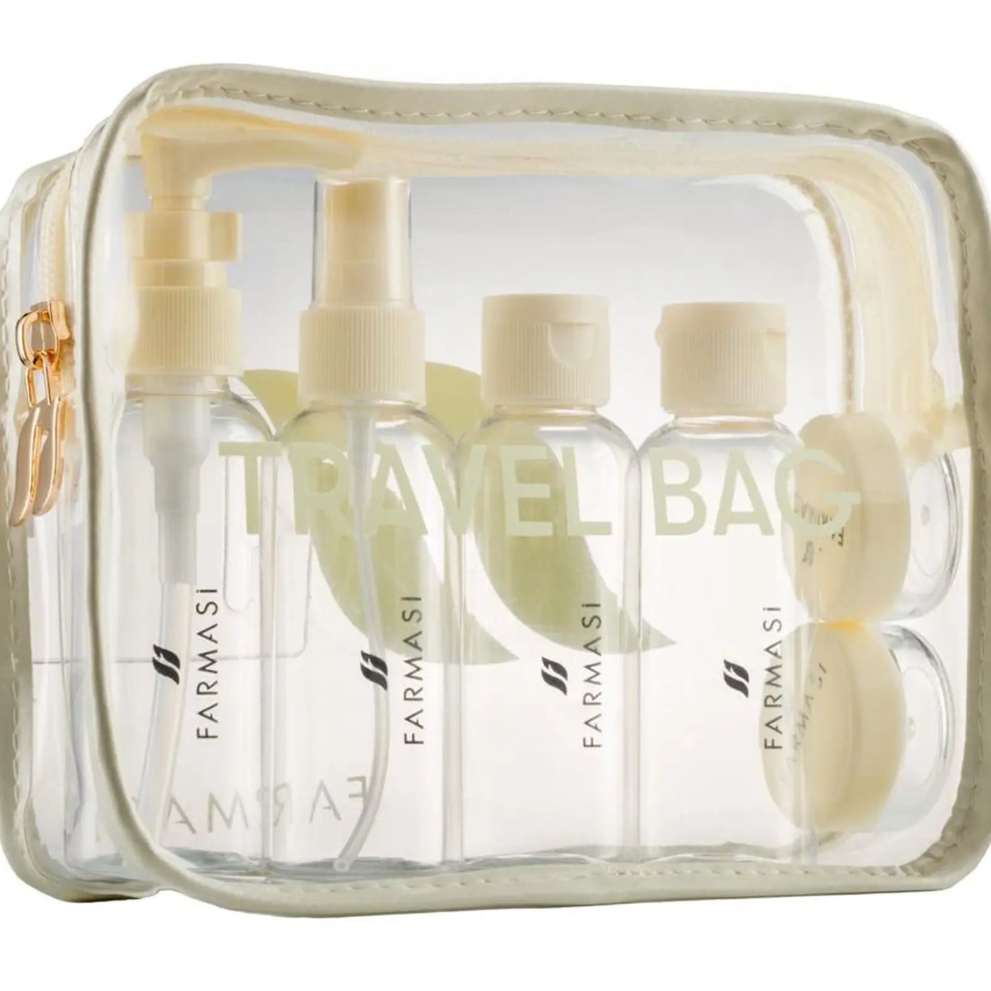 FARMASI Travel Bag Set – Reise-Kosmetiktasche mit nachfüllbaren Flaschen (7-teiliges Set)