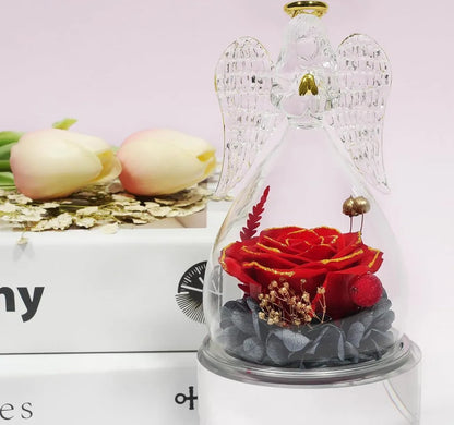 Ewige Rose Engel Geschenke für Frauen Mutter Oma Freundin Muttertag Rot