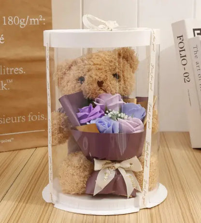Bären-Geschenkbox mit Puppen- und Blumen-Design