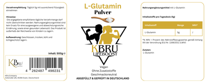 KBru LifeBoost L-Glutamin Pulver - 500g