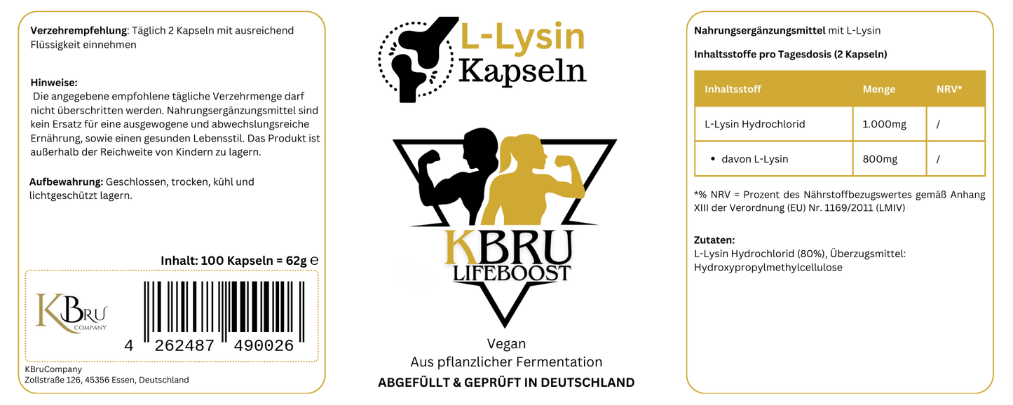KBru LifeBoost L-Lysin 100 Kapseln