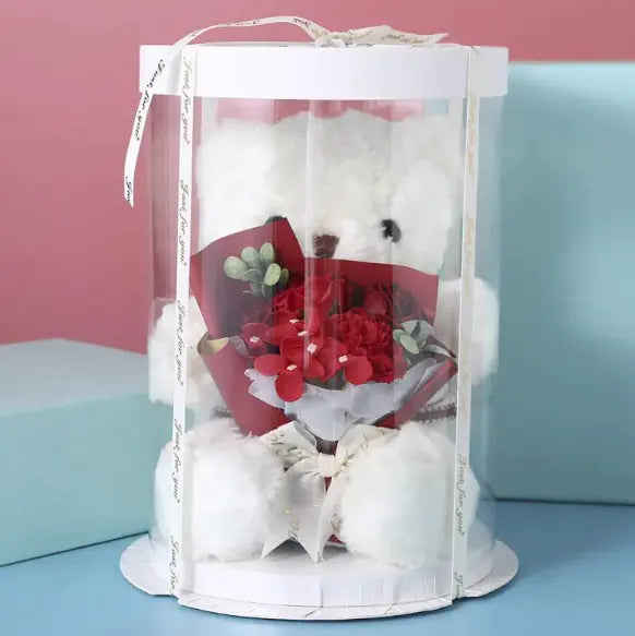 Bären-Geschenkbox mit Puppen- und Blumen-Design