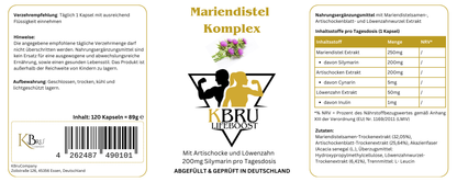 KBru LifeBoost Mariendistel Artischocke Löwenzahn Komplex – 120 Kapseln