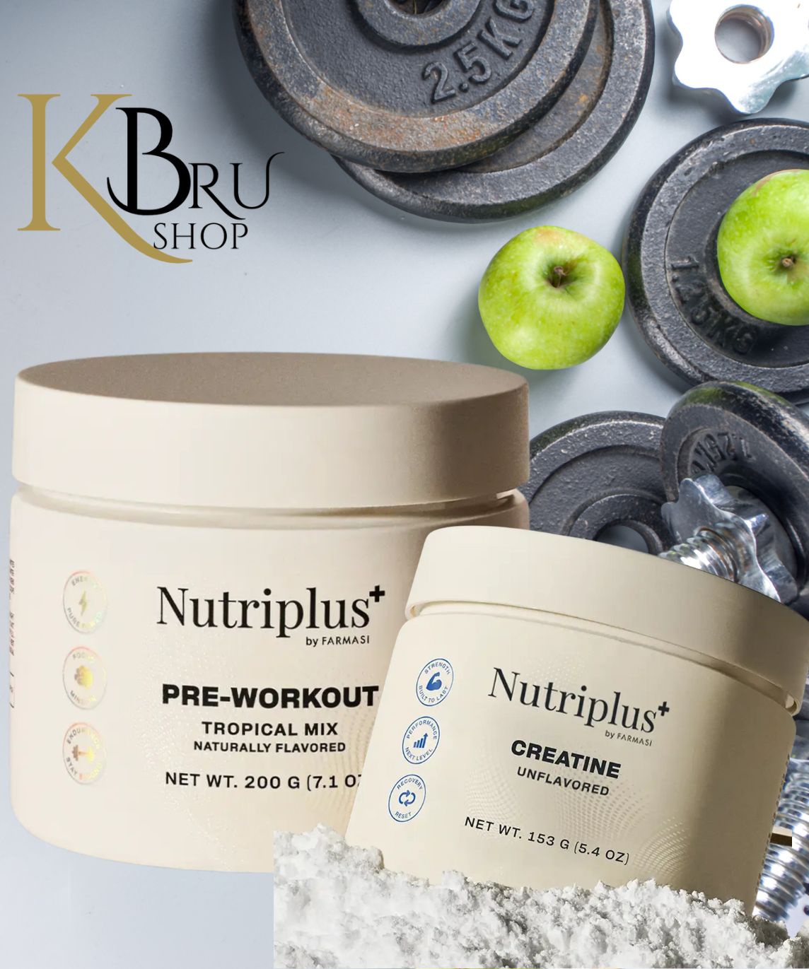 KBruShop Nutriplus Performance Set – Pre-Workout Tropical Mix & Kreatin Monohydrat - Training & Muskelkraft