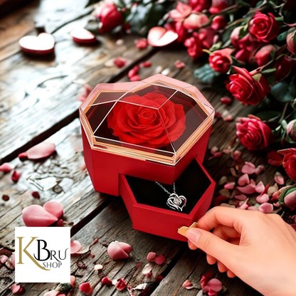 Geschenkset mit konservierter Rose & Halskette inkl. Grußkarte - liebevolle Geschenkidee KBruShop