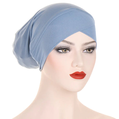 Multicolor Cross-Back Muslim Underscarf Cap