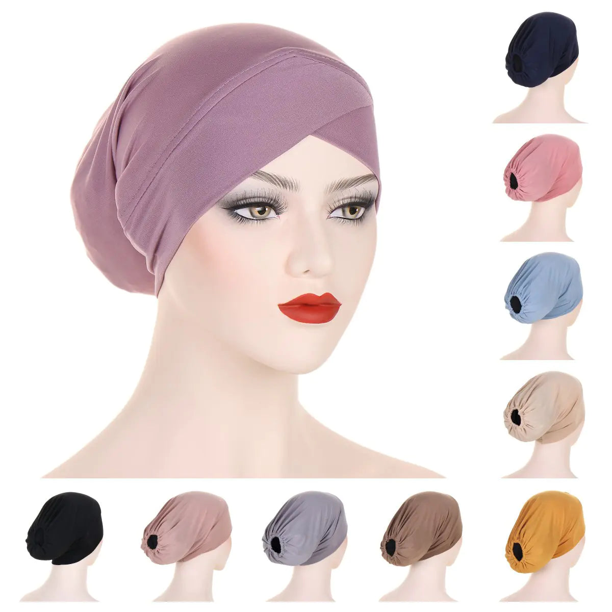 Multicolor Cross-Back Muslim Underscarf Cap
