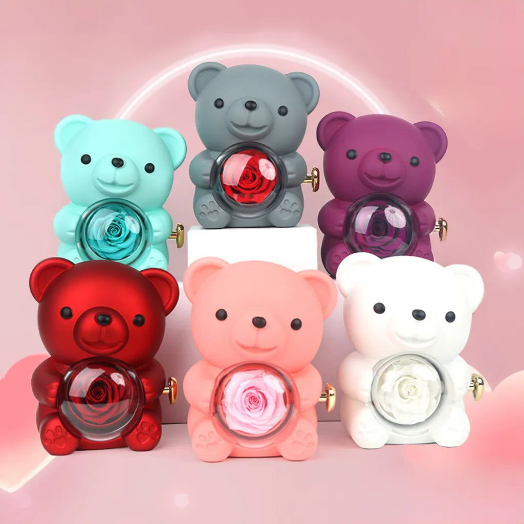 Ewige Rose Bär Geschenk für Frauen Ewige Rose Unendliche Rose Muttertag Valentinstag Ihre Rose Box Ewige Rose Halskette Damen Geschenk für Mama Oma Frau Freundin (rot)