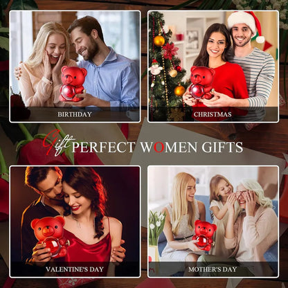 Ewige Rose Bär Geschenk für Frauen Ewige Rose Unendliche Rose Muttertag Valentinstag Ihre Rose Box Ewige Rose Halskette Damen Geschenk für Mama Oma Frau Freundin (rot)