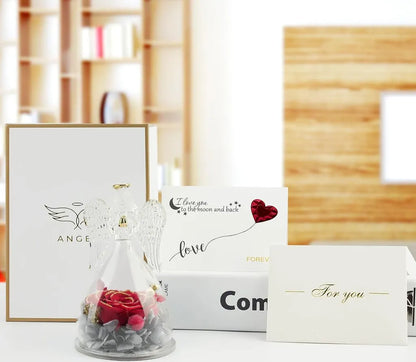Ewige Rose Engel Geschenke für Frauen Mutter Oma Freundin Muttertag Rot