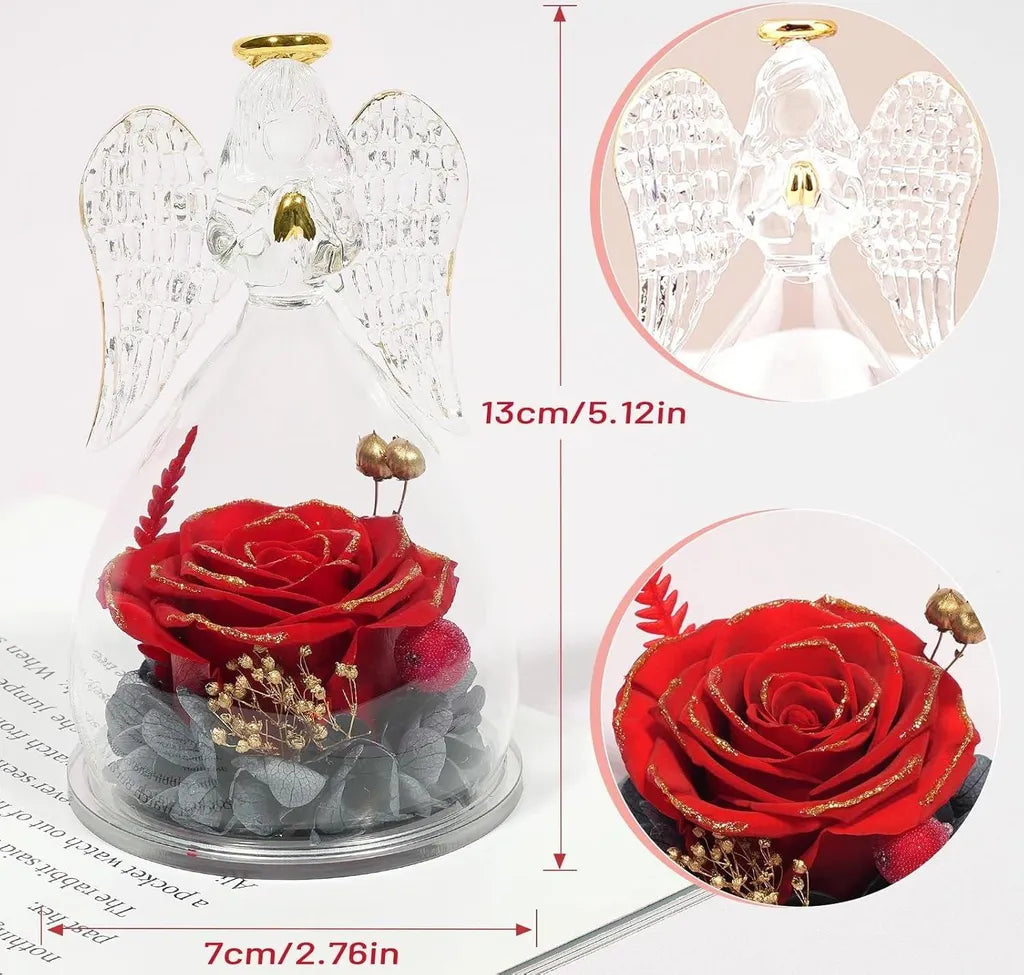 Ewige Rose Engel Geschenke für Frauen Mutter Oma Freundin Muttertag Rot