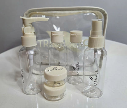 FARMASI Travel Bag Set – Reise-Kosmetiktasche mit nachfüllbaren Flaschen (7-teiliges Set)