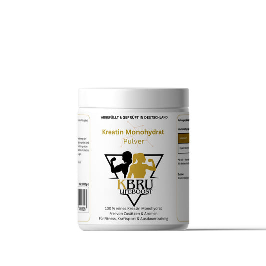 KBRU Lifeboost Kreatin Monohydrat - 1000g Pulver Sport, Fitnes, Muskelkraft, Ausdauer und Regeneration