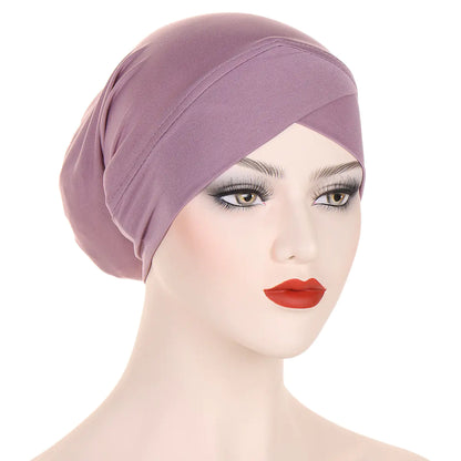 Multicolor Cross-Back Muslim Underscarf Cap