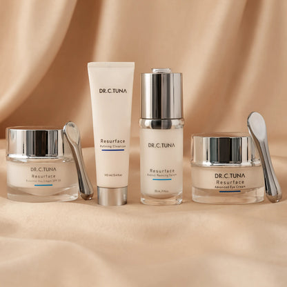 Farmasi Resurface Gesichtspflege Set 4-teilig – Retinol Anti-Aging Pflege, Serum, Tagescreme SPF30, Augencreme & Reinigungsgel I KBruShop